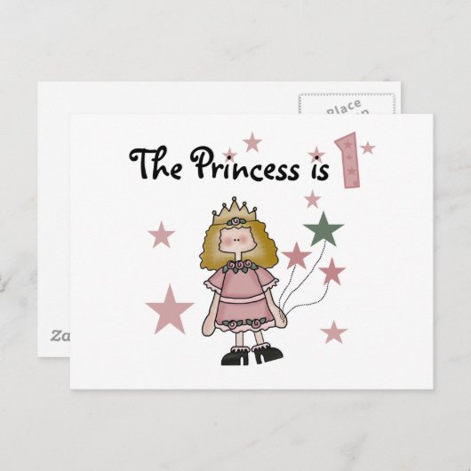 プリンセス誕生日Tシャツとギフト ポストカード (正面/裏面)