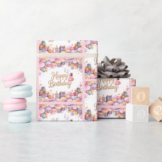 プリンセス誕生祝い水彩 ラッピングペーパー (ベビーシャワー)