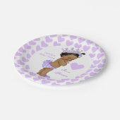 プリンセス赤ちゃんシャワーパーティー紫ハート民族 ペーパープレート (アングル)