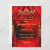 プリンセス赤エレガント金ゴールドかわいい赤ちゃんシャワー 招待状 (裏面)