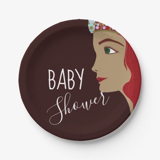 プリンセス赤ベビーシャワー ペーパープレート (正面)