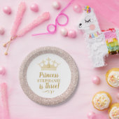 プリンセス赤面ピンクグリッター王室のクラウン誕生日 ペーパープレート (パーティー)