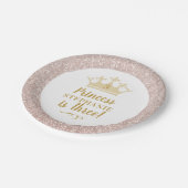 プリンセス赤面ピンクグリッター王室のクラウン誕生日 ペーパープレート (アングル)