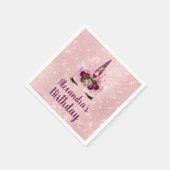 プリンセス赤面ピンクスパークルユニコーンバースデーパーティー スタンダードカクテルナプキン (角)