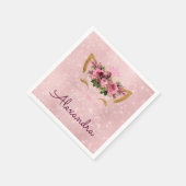 プリンセス赤面ピンクスパークル子猫モノグラム スタンダードカクテルナプキン (角)