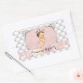 プリンセス赤面ピンクダイヤモンドパール 長方形シール (封筒)