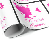 プリンセス追加ガールズネーム年齢かわいらしピンク&ホワイト ラッピングペーパー (ロールコーナー)