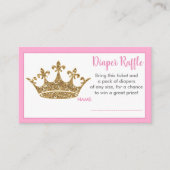 プリンセス金ゴールドクラウンおむつラッフルチケットベビー エンクロージャーカード (正面)