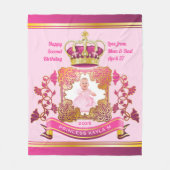 プリンセス金ゴールドクラウンが写真の枠をファンシー真珠 フリースブランケット (正面)