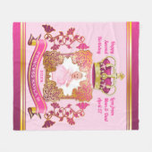 プリンセス金ゴールドクラウンが写真の枠をファンシー真珠 フリースブランケット (正面(横))