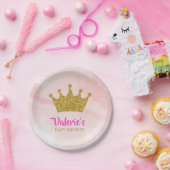 プリンセス金ゴールドグリッタークラウンベビーシャワー ペーパープレート (パーティー)