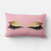 プリンセス金ゴールドグリッターブラックメイクアップスターズピンクローズ ランバークッション (裏面)