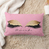 プリンセス金ゴールドグリッターブラックメイクアップネームピンクローズ ランバークッション (ブランケット)