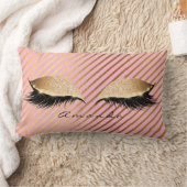 プリンセス金ゴールドストライプグリッターメイクアップネームピンクローズ ランバークッション (ブランケット)