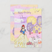 プリンセス雪ハッピーバースデーグリーティングカード サンキューカード (正面/裏面)