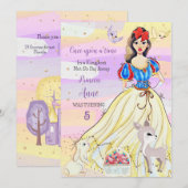 プリンセス雪誕生日招待状 招待状 (正面/裏面)