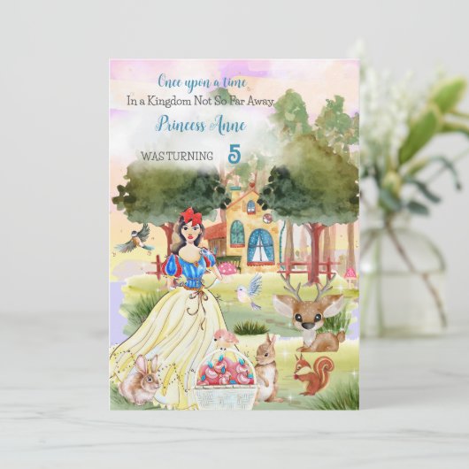 プリンセス雪誕生日水カラー招待状 招待状 (スタンド正面)