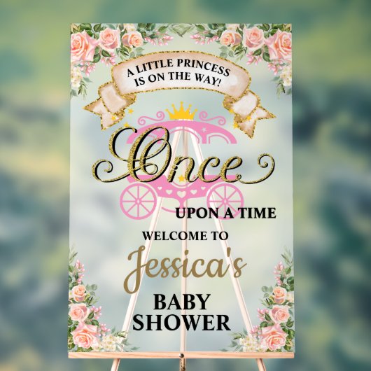 プリンセス馬車ワンタイムガールベビー アクリルサイン (ニュートラル)