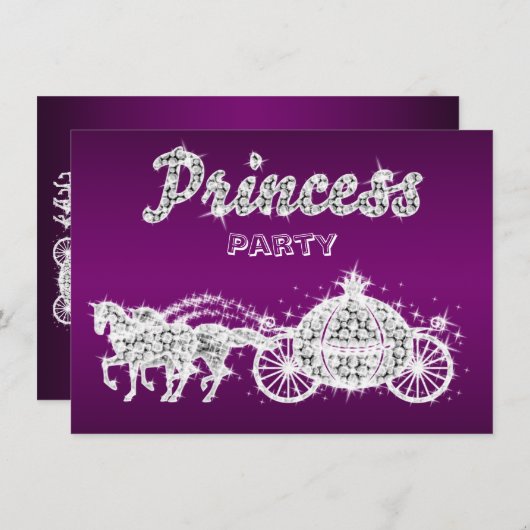 プリンセス馬車誕生会 招待状 (正面/裏面)