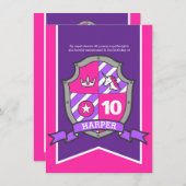 プリンセス騎士は子供を守る10歳の誕生日招待状 招待状 (正面/裏面)