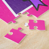 プリンセス騎士クレストパーソナライズされたピンク紫 ジグソーパズル (側面)