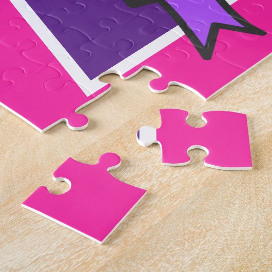 プリンセス騎士クレストパーソナライズされたピンク紫 ジグソーパズル (側面)