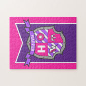 プリンセス騎士クレストパーソナライズされたピンク紫 ジグソーパズル (横)