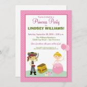 プリンセス魅力的&海賊パーティの招待状 招待状 (正面/裏面)