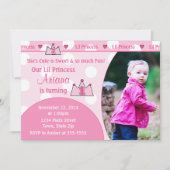 プリンセス1日目の誕生日招待状5x7フォトカード 招待状 (正面)