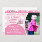 プリンセス1日目の誕生日招待状5x7フォトカード 招待状 (正面/裏面)