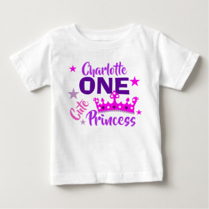 プリンセス1歳の誕生日ガールズカワイイパーソナライズされた ベビーTシャツ