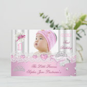 プリンセス1歳の誕生日パーティーの写真 招待状 (スタンド正面)