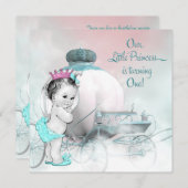 プリンセス1歳の誕生日パーティー 招待状 (正面/裏面)