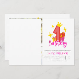 プリンセス1歳の誕生日パーティー 招待状