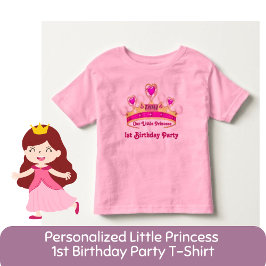 プリンセス1歳の誕生日ピンク トドラーTシャツ