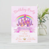 プリンセス1歳の誕生日招待状 編集可能 ピンク 招待状 (スタンド正面)
