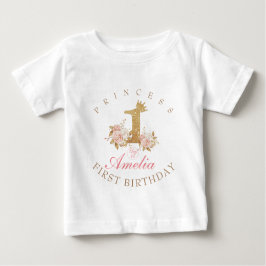 プリンセス1歳の誕生日 ベビーTシャツ