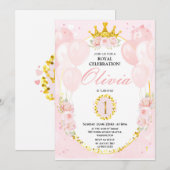 プリンセス1歳 招待状 (正面/裏面)