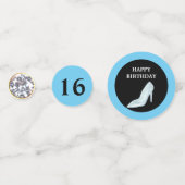 プリンセス16誕生日オンターコイズブルー&ブラック コンフェッティ (正面)