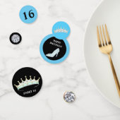 プリンセス16誕生日オンターコイズブルー&ブラック コンフェッティ (グループ)