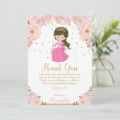 プリンセス1stファースト誕生日ピンク赤面フローラ サンキューカード (スタンド正面)