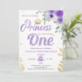 プリンセス1st誕生日クラウン薄紫紫 招待状 (スタンド正面)