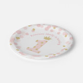 プリンセス1th誕生日パーティーピンク金ゴールド紙吹雪 ペーパープレート (アングル)