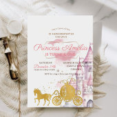 プリンセス1th誕生日パーティーピンク&金ゴールド 招待状
