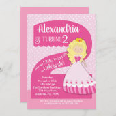 プリンセス2nd誕生日招待状ブロンドガール 招待状 (正面/裏面)