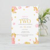 プリンセス2nd誕生日招待状 – ピンク&金ゴールド 招待状 (スタンド正面)