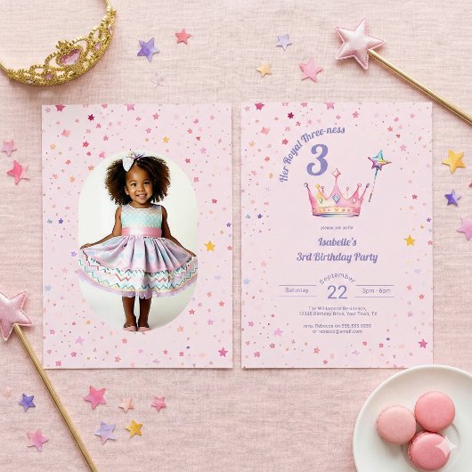 プリンセス3歳の誕生日 彼女のロイヤル・スリーネス フォト 招待状