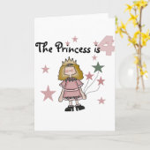 プリンセス4歳の誕生日Tシャツと贈り物 カード (黄色い花)