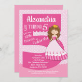 プリンセス5th誕生日招待状ブルネットガール 招待状 (正面/裏面)