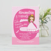 プリンセス6歳の誕生日招待状 黒髪の女の子 招待状 (スタンド正面)